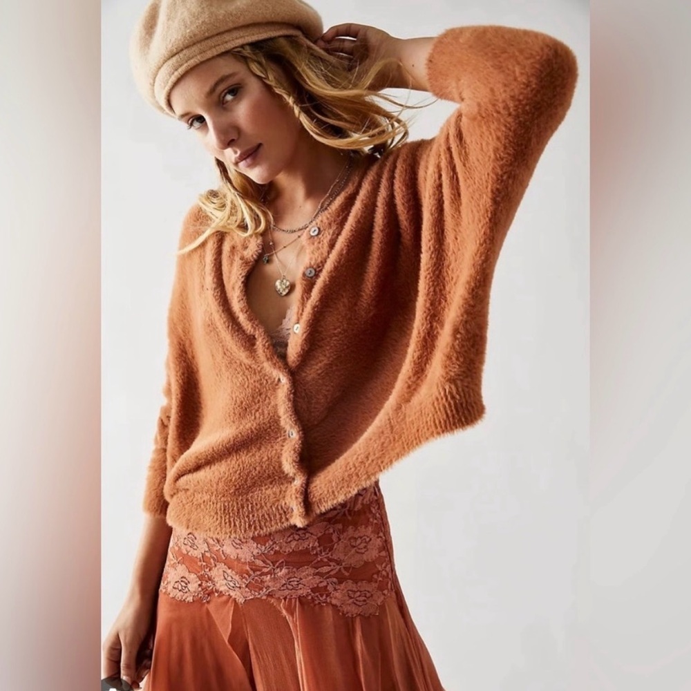 FP one Free People Wyatt fuzzy cardigan